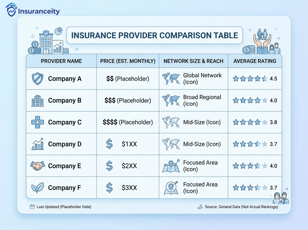 Health insurance company comparison chart 2026